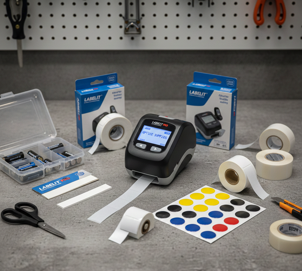 Complete labeling kit with label maker and supplies